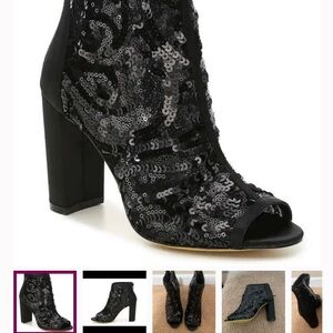 Audrey Brooke Black Sequin Heeled Boots